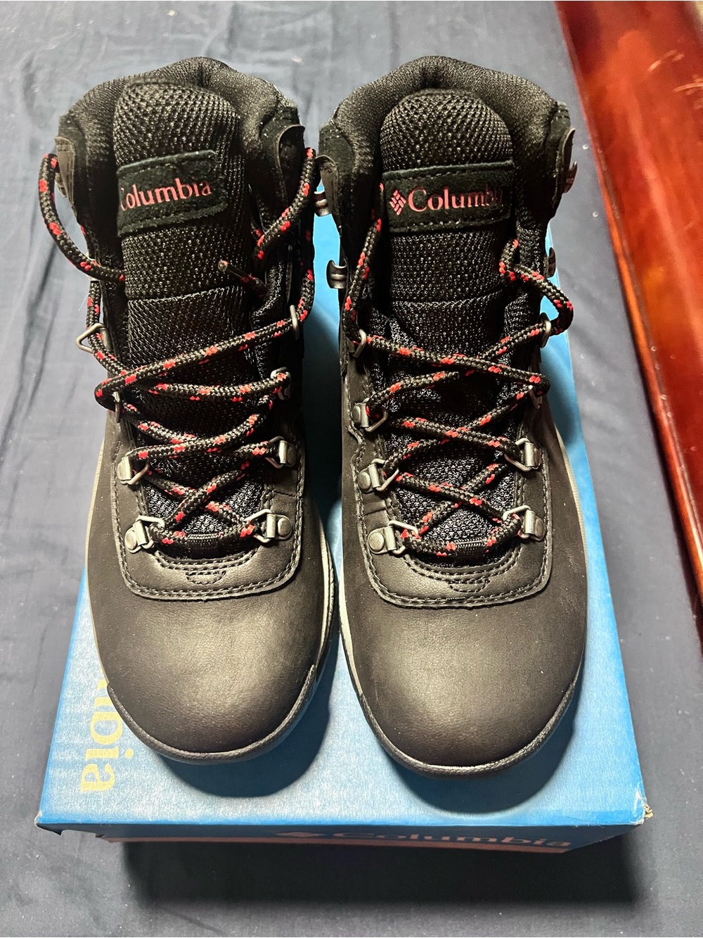 Columbia Black Hiking Boots with Red-Accented Laces